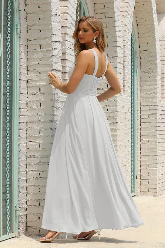Numbersea Women Halter Chiffon Bridesmaid Dress A-line Long Formal Prom Gown SEA28015 - Image 72