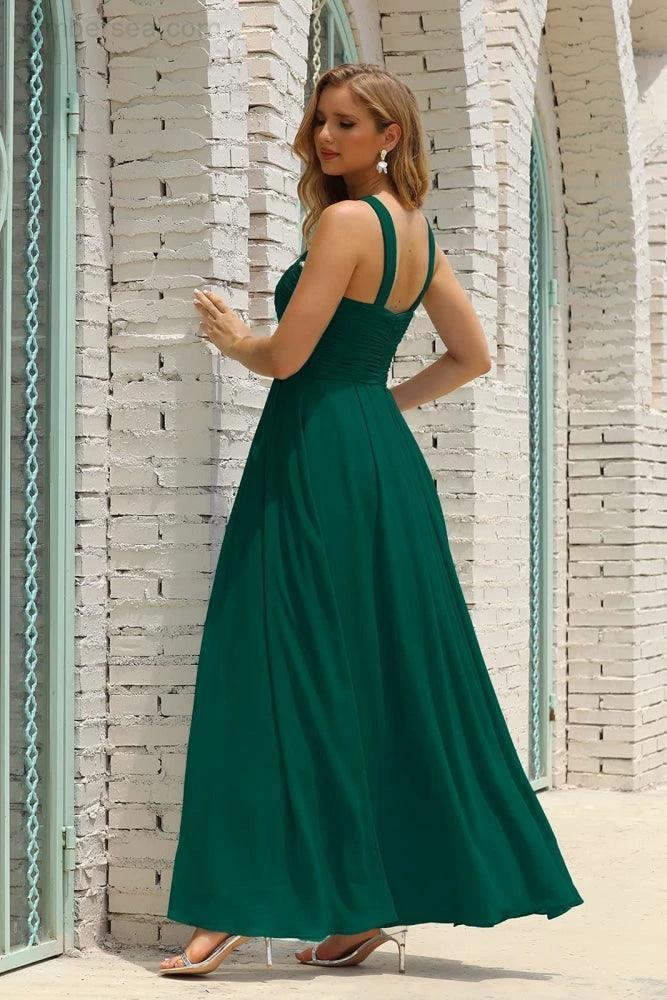 Numbersea Women Halter Chiffon Bridesmaid Dress A-line Long Formal Prom Gown SEA28015 - Image 85