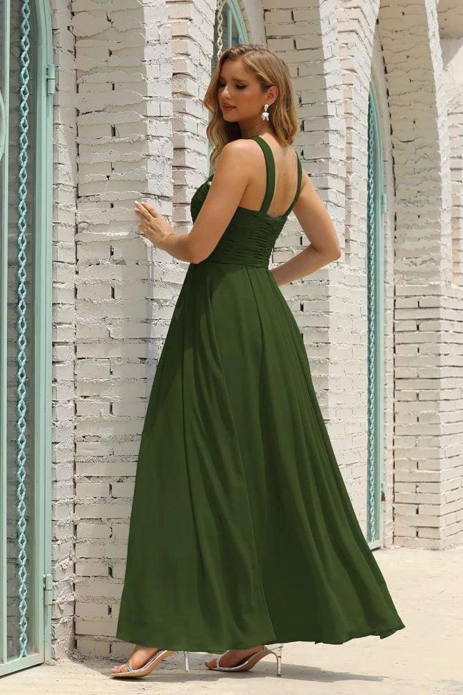 Numbersea Women Halter Chiffon Bridesmaid Dress A-line Long Formal Prom Gown SEA28015 - Image 86