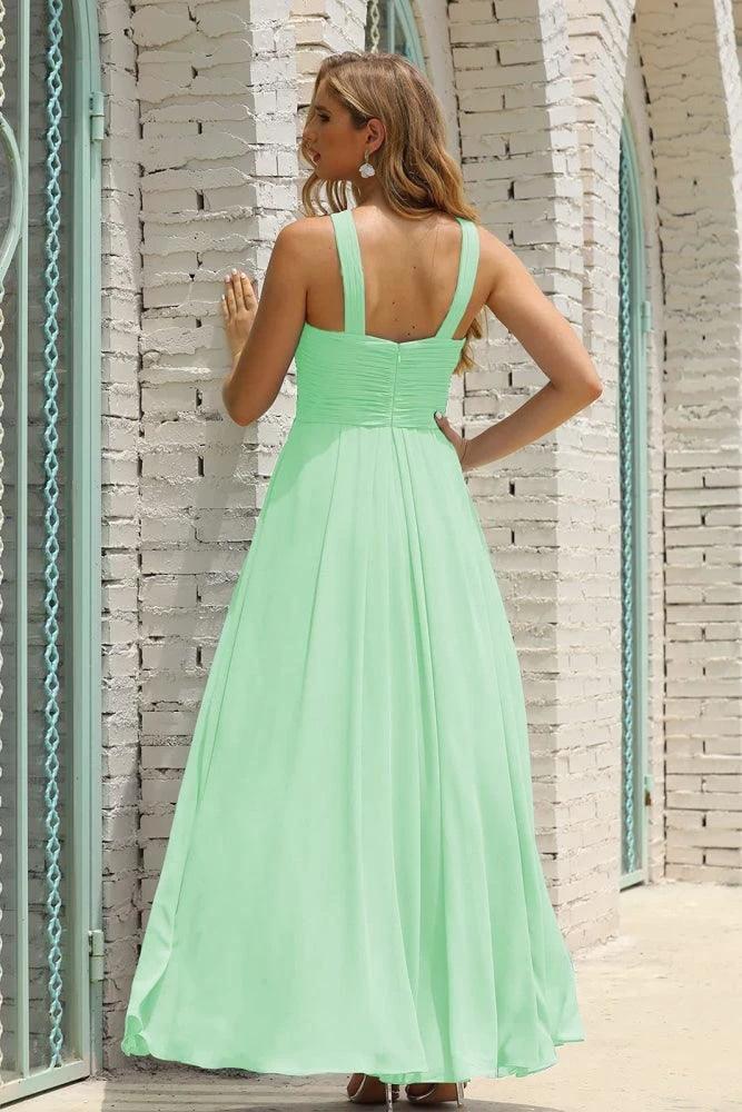Numbersea Women Halter Chiffon Bridesmaid Dress A-line Long Formal Prom Gown SEA28015 - Image 99