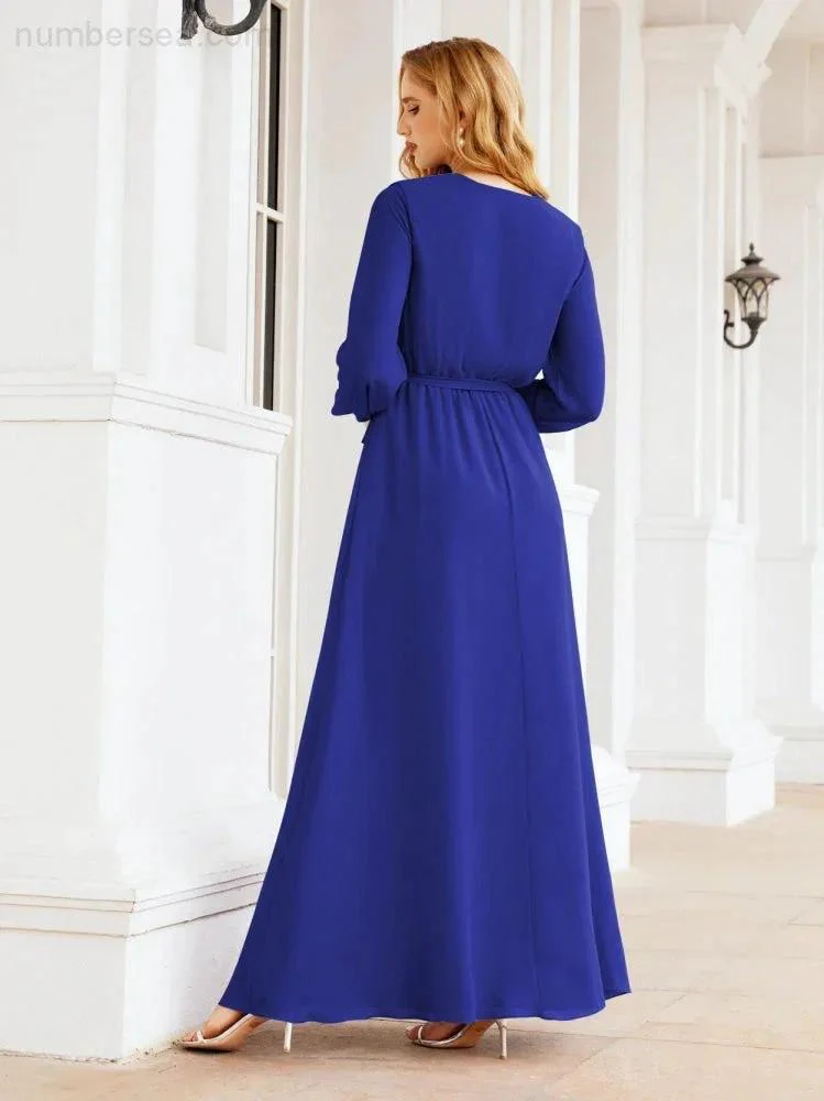 Sunnderly Women's Chiffon Bridesmaid Dress A line Long Sleeves Formal Evening Prom Gown for Wedding Guest SY28032 - Image 110
