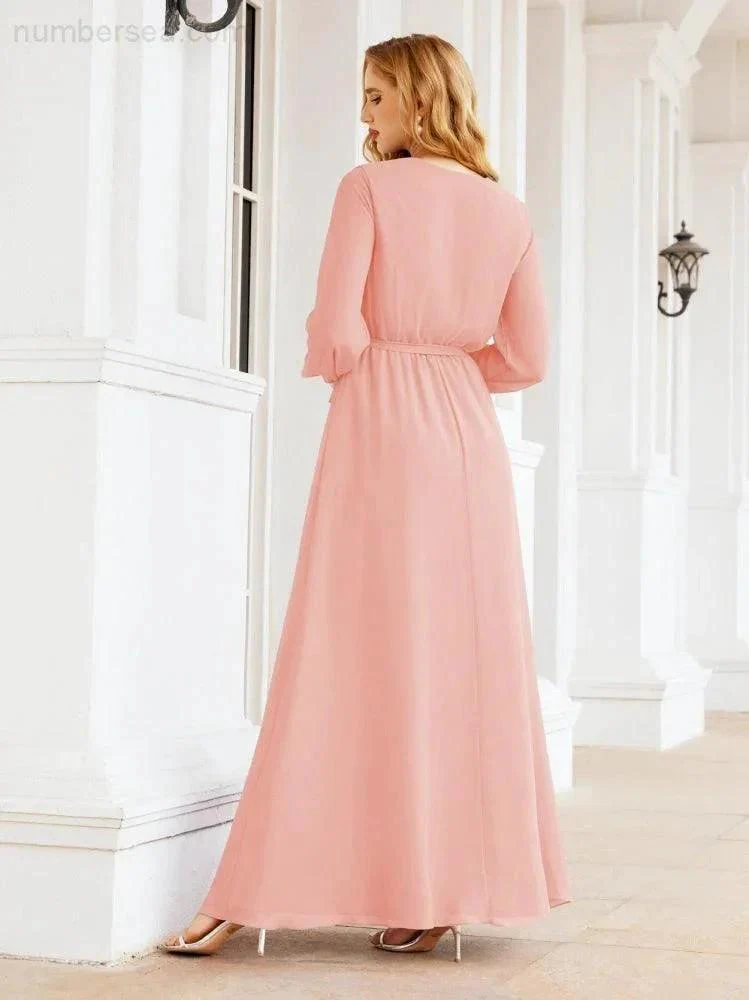 Sunnderly Women's Chiffon Bridesmaid Dress A line Long Sleeves Formal Evening Prom Gown for Wedding Guest SY28032 - Image 17