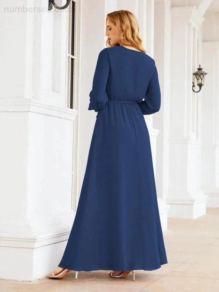 Sunnderly Women's Chiffon Bridesmaid Dress A line Long Sleeves Formal Evening Prom Gown for Wedding Guest SY28032 - Image 38