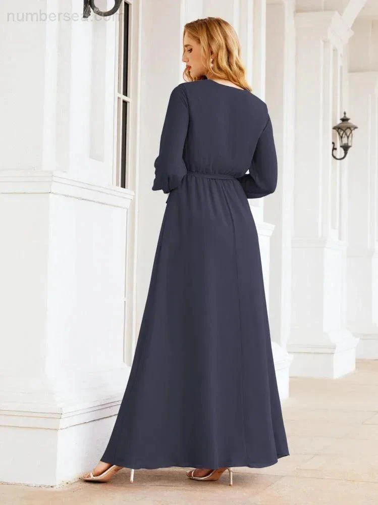 Sunnderly Women's Chiffon Bridesmaid Dress A line Long Sleeves Formal Evening Prom Gown for Wedding Guest SY28032 - Image 53