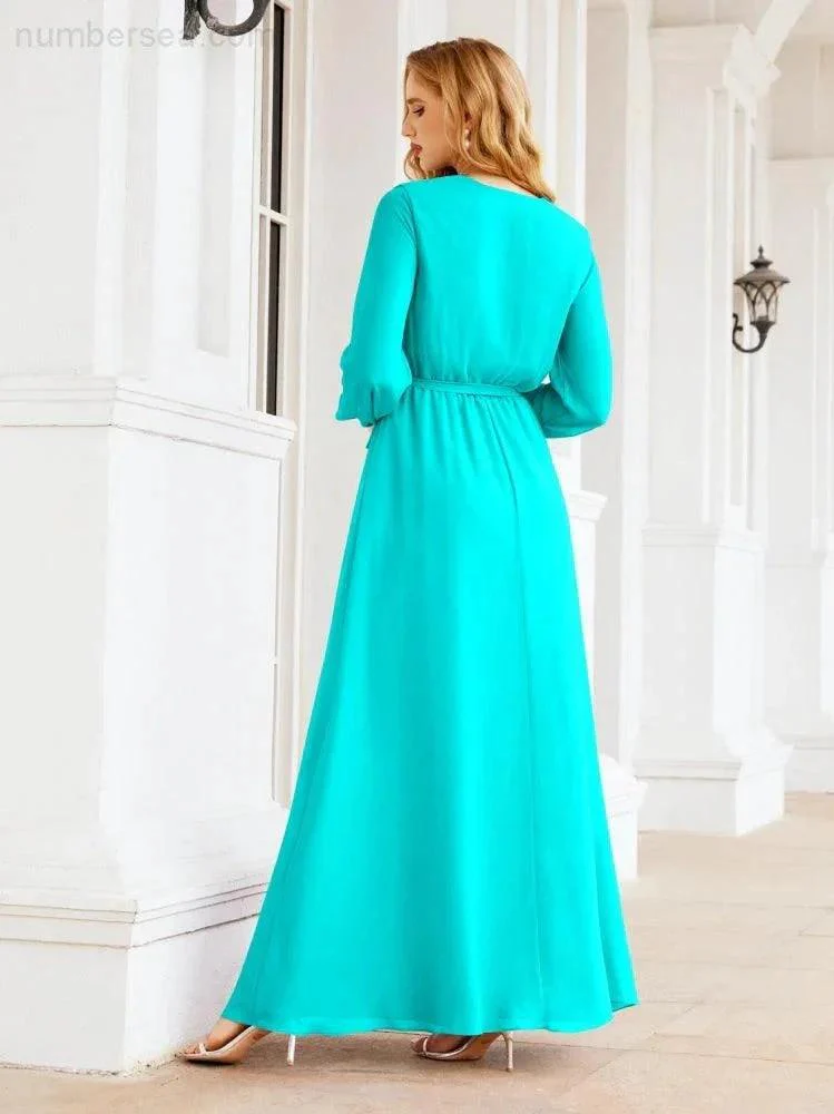 Sunnderly Women's Chiffon Bridesmaid Dress A line Long Sleeves Formal Evening Prom Gown for Wedding Guest SY28032 - Image 68