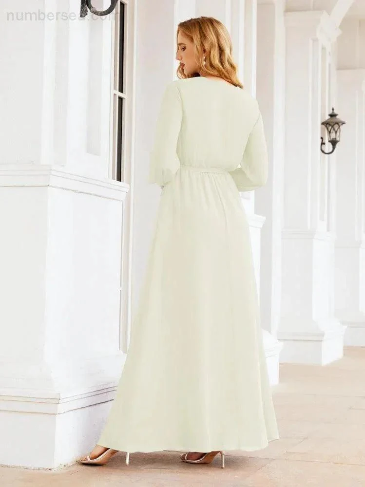 Sunnderly Women's Chiffon Bridesmaid Dress A line Long Sleeves Formal Evening Prom Gown for Wedding Guest SY28032 - Image 77