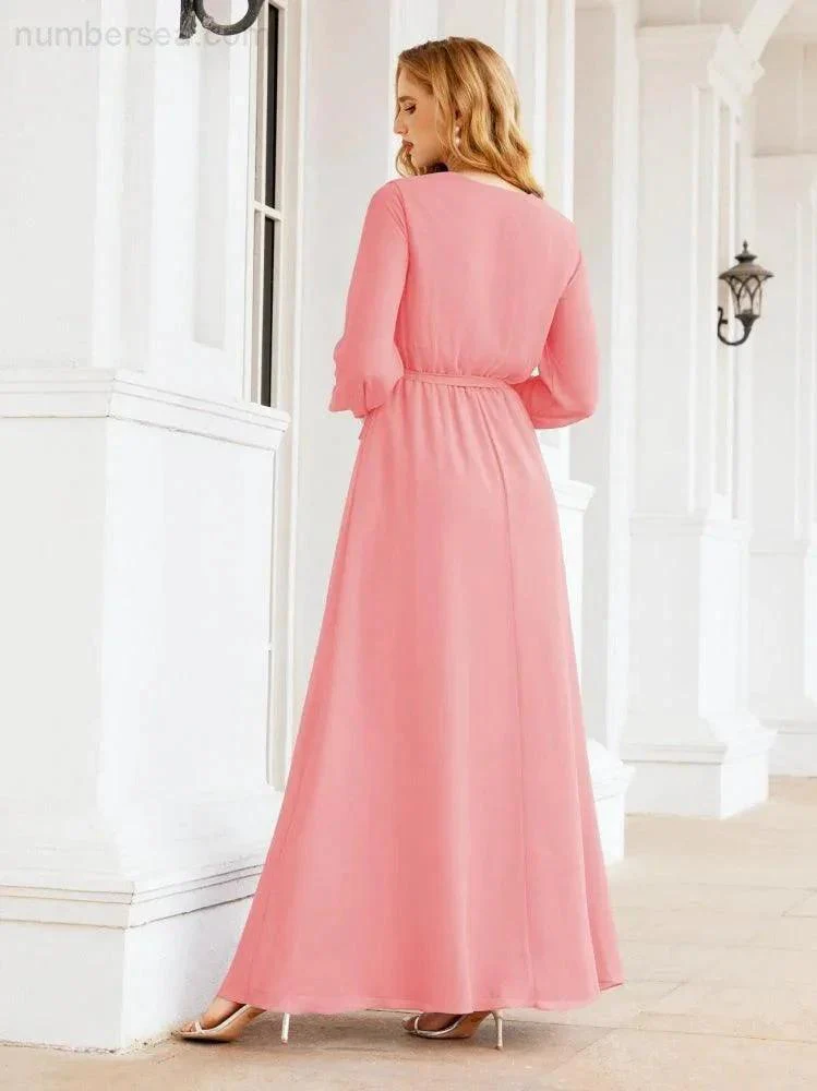 Sunnderly Women's Chiffon Bridesmaid Dress A line Long Sleeves Formal Evening Prom Gown for Wedding Guest SY28032 - Image 89