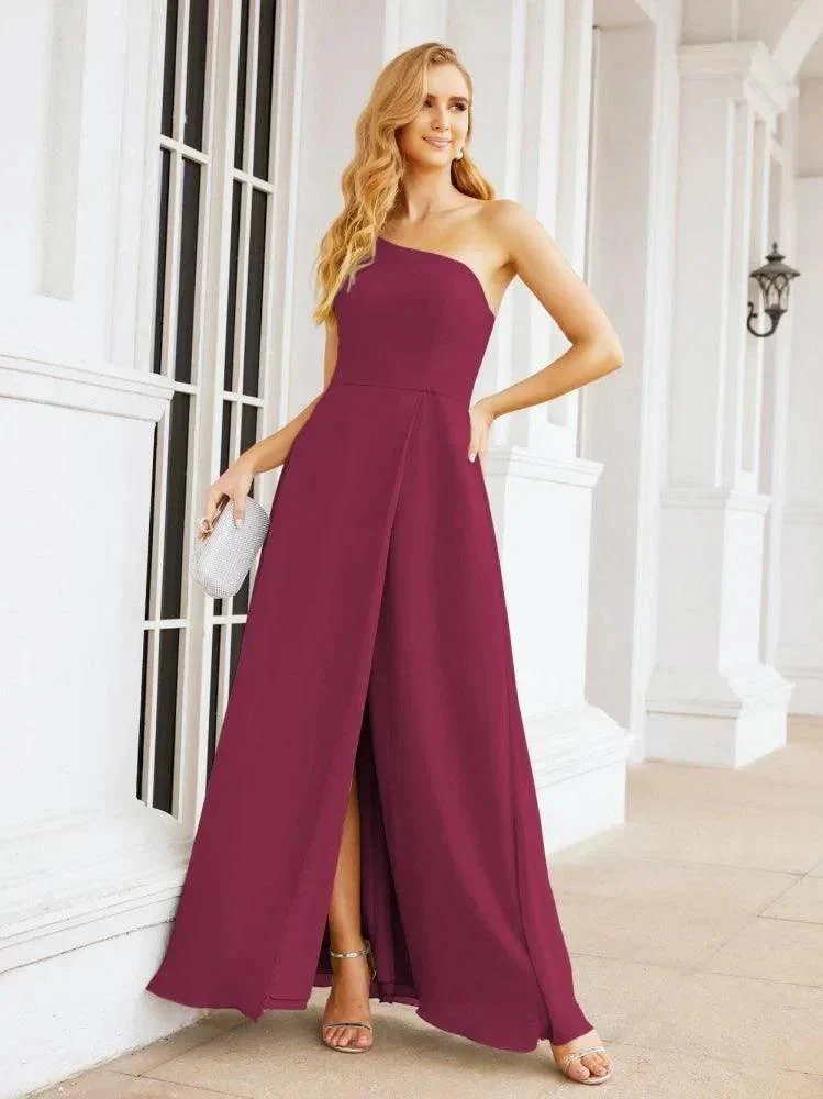 Numbersea Women's One Shoulder Formal Prom Gowns for Mother of The Bride Side Slit Bridesmaid Dresses 28052 - Image 100