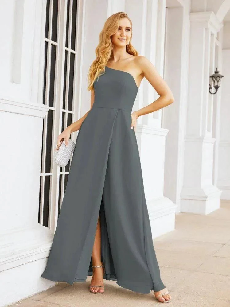 Numbersea Women's One Shoulder Formal Prom Gowns for Mother of The Bride Side Slit Bridesmaid Dresses 28052 - Image 112