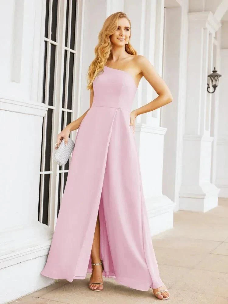 Numbersea Women's One Shoulder Formal Prom Gowns for Mother of The Bride Side Slit Bridesmaid Dresses 28052 - Image 115
