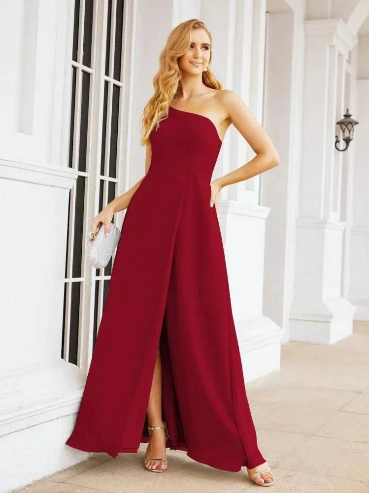 Numbersea Women's One Shoulder Formal Prom Gowns for Mother of The Bride Side Slit Bridesmaid Dresses 28052 - Image 121