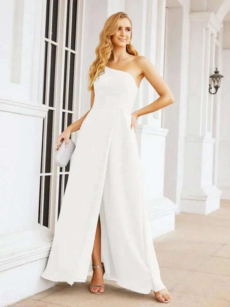 Numbersea Women's One Shoulder Formal Prom Gowns for Mother of The Bride Side Slit Bridesmaid Dresses 28052 - Image 124
