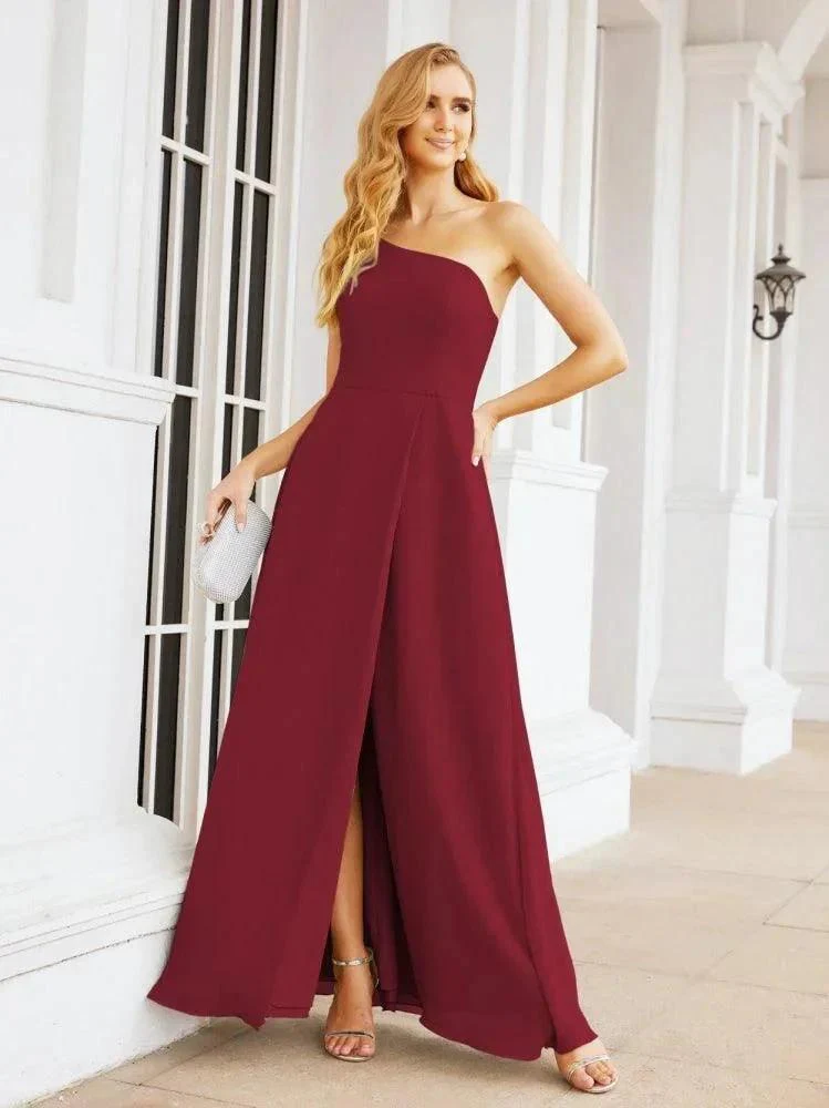 Numbersea Women's One Shoulder Formal Prom Gowns for Mother of The Bride Side Slit Bridesmaid Dresses 28052 - Image 34