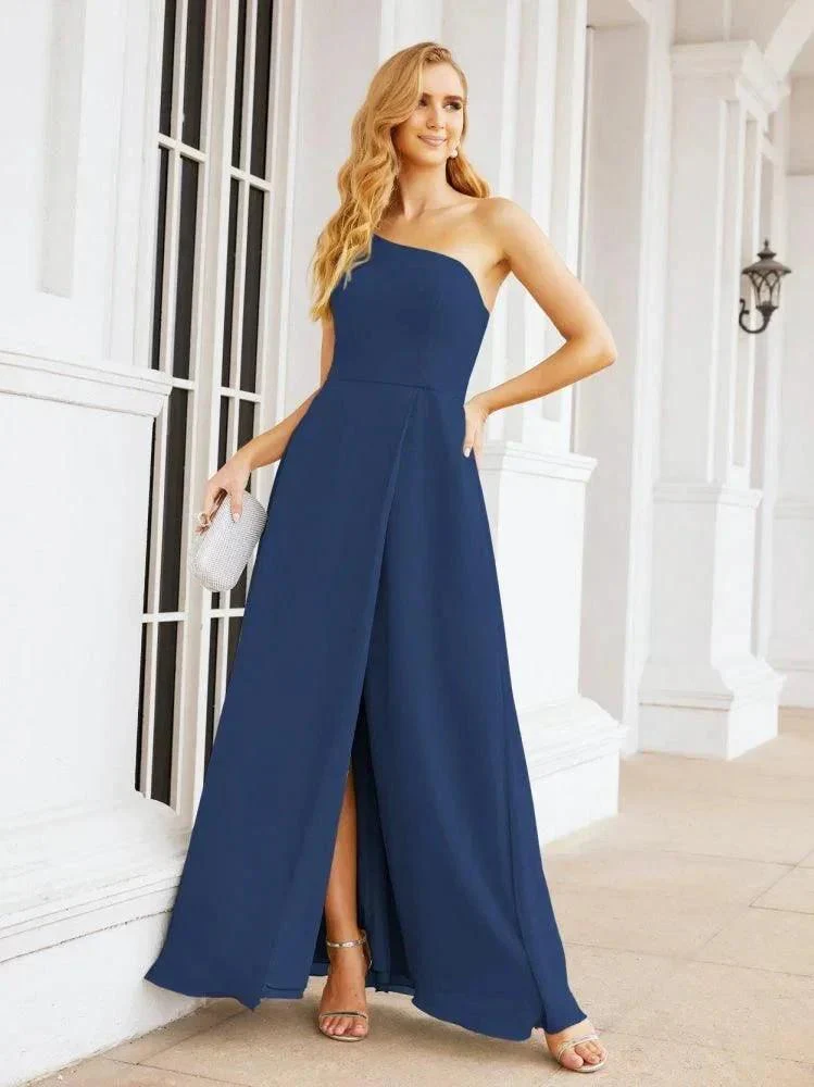Numbersea Women's One Shoulder Formal Prom Gowns for Mother of The Bride Side Slit Bridesmaid Dresses 28052 - Image 37