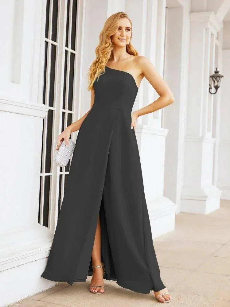 Numbersea Women's One Shoulder Formal Prom Gowns for Mother of The Bride Side Slit Bridesmaid Dresses 28052 - Image 43