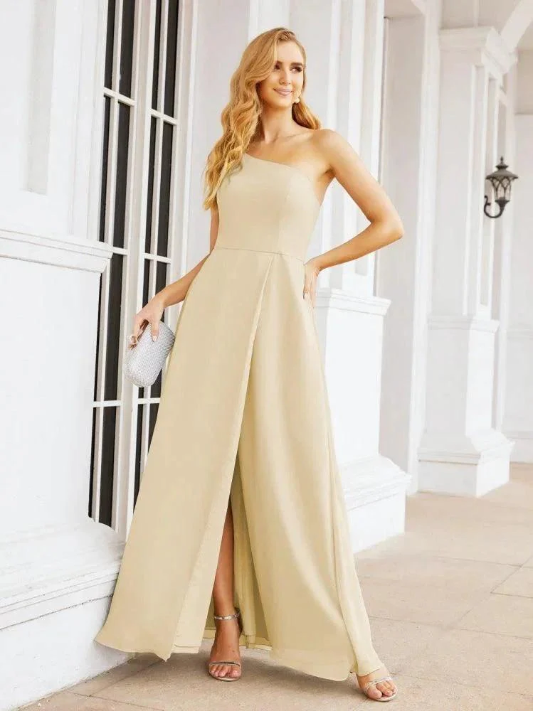 Numbersea Women's One Shoulder Formal Prom Gowns for Mother of The Bride Side Slit Bridesmaid Dresses 28052 - Image 46