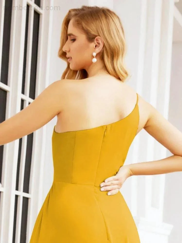 Numbersea Women's One Shoulder Formal Prom Gowns for Mother of The Bride Side Slit Bridesmaid Dresses 28052 - Image 5