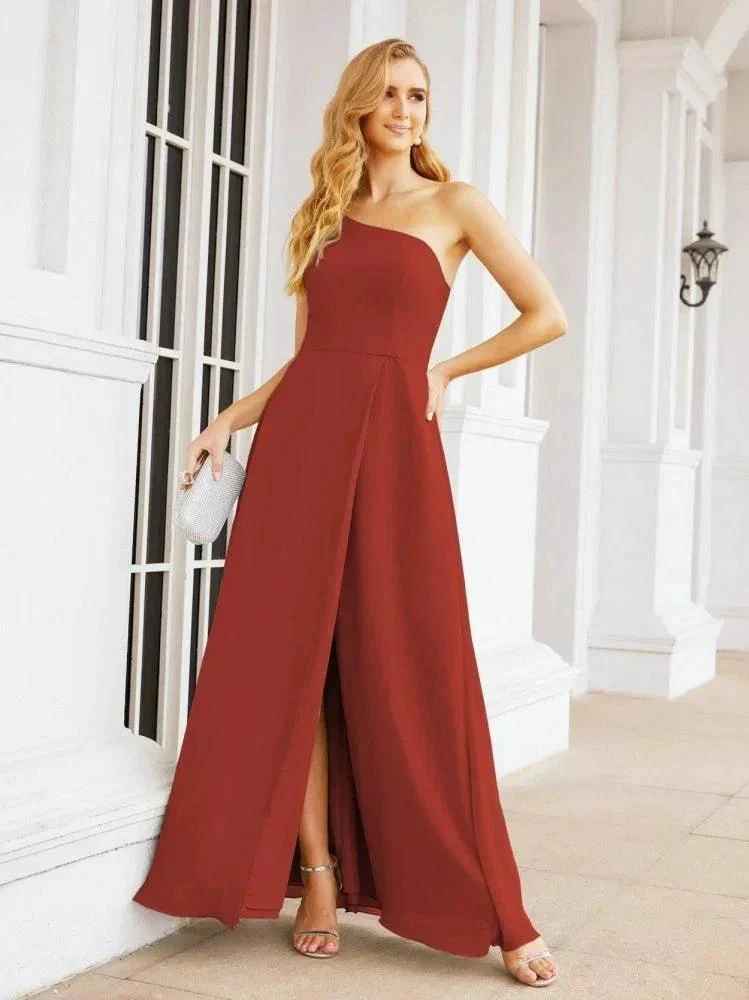 Numbersea Women's One Shoulder Formal Prom Gowns for Mother of The Bride Side Slit Bridesmaid Dresses 28052 - Image 55