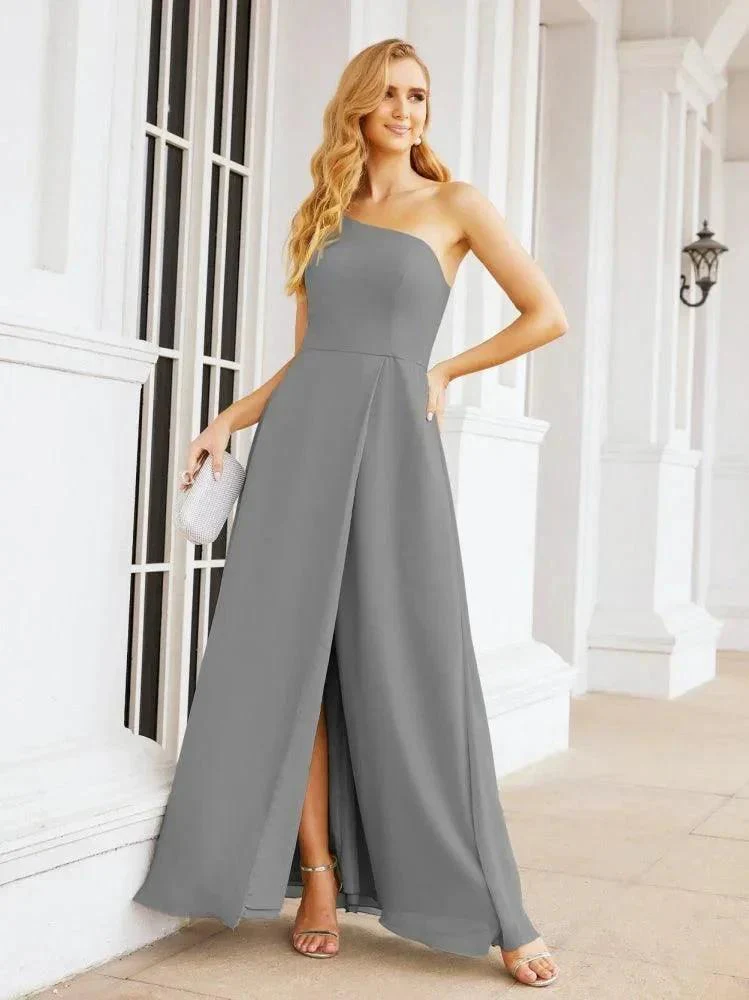 Numbersea Women's One Shoulder Formal Prom Gowns for Mother of The Bride Side Slit Bridesmaid Dresses 28052 - Image 58