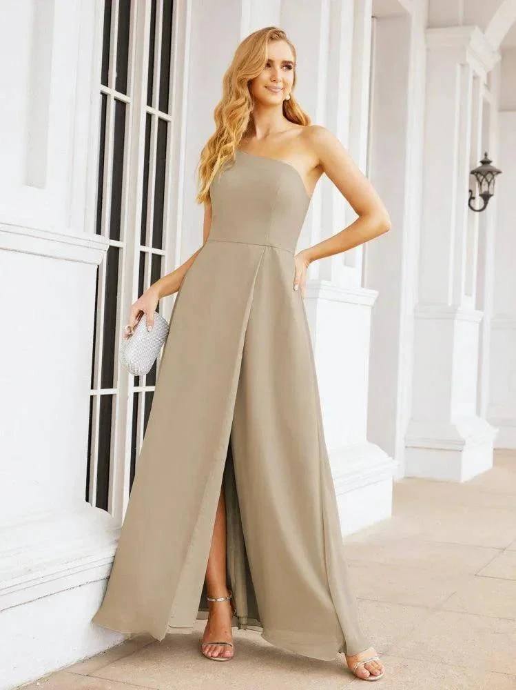 Numbersea Women's One Shoulder Formal Prom Gowns for Mother of The Bride Side Slit Bridesmaid Dresses 28052 - Image 70