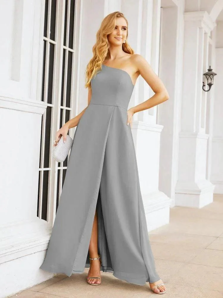 Numbersea Women's One Shoulder Formal Prom Gowns for Mother of The Bride Side Slit Bridesmaid Dresses 28052 - Image 73