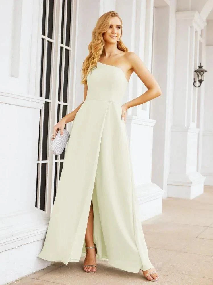 Numbersea Women's One Shoulder Formal Prom Gowns for Mother of The Bride Side Slit Bridesmaid Dresses 28052 - Image 76