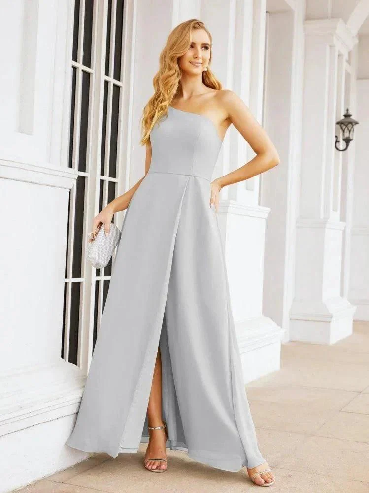 Numbersea Women's One Shoulder Formal Prom Gowns for Mother of The Bride Side Slit Bridesmaid Dresses 28052 - Image 79