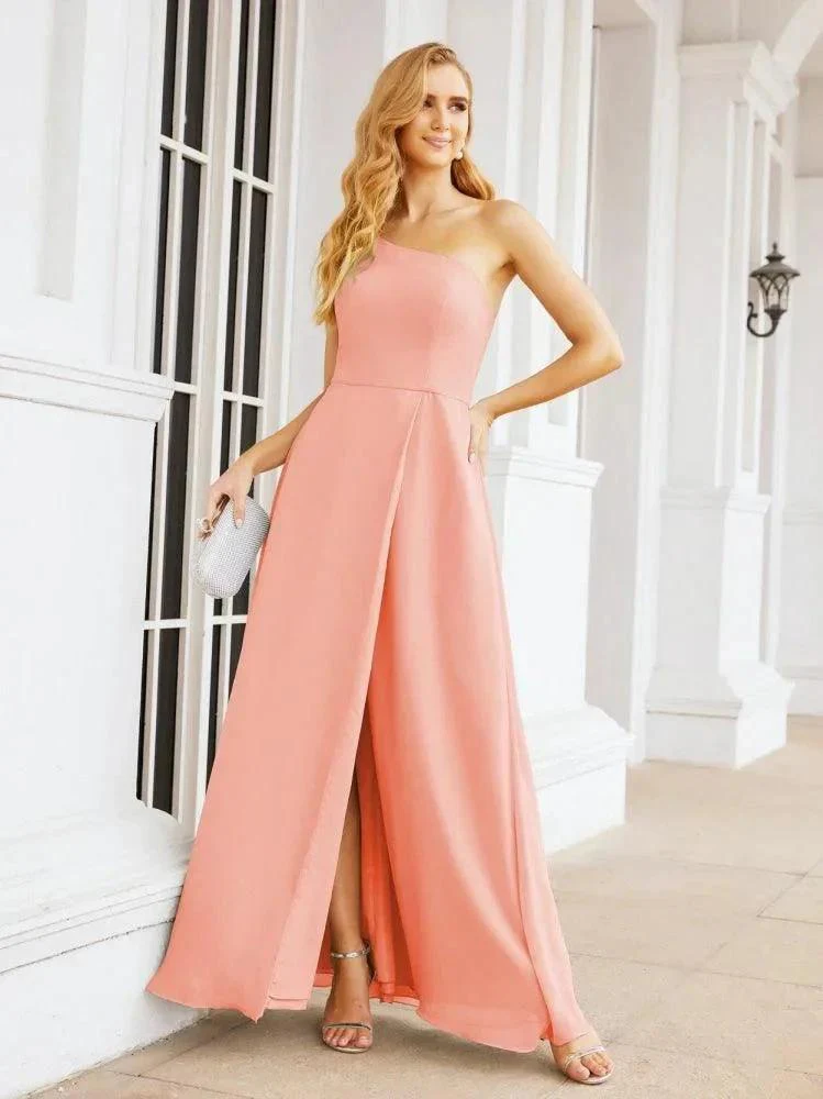 Numbersea Women's One Shoulder Formal Prom Gowns for Mother of The Bride Side Slit Bridesmaid Dresses 28052 - Image 85