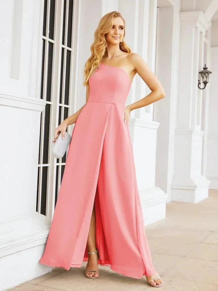 Numbersea Women's One Shoulder Formal Prom Gowns for Mother of The Bride Side Slit Bridesmaid Dresses 28052 - Image 88
