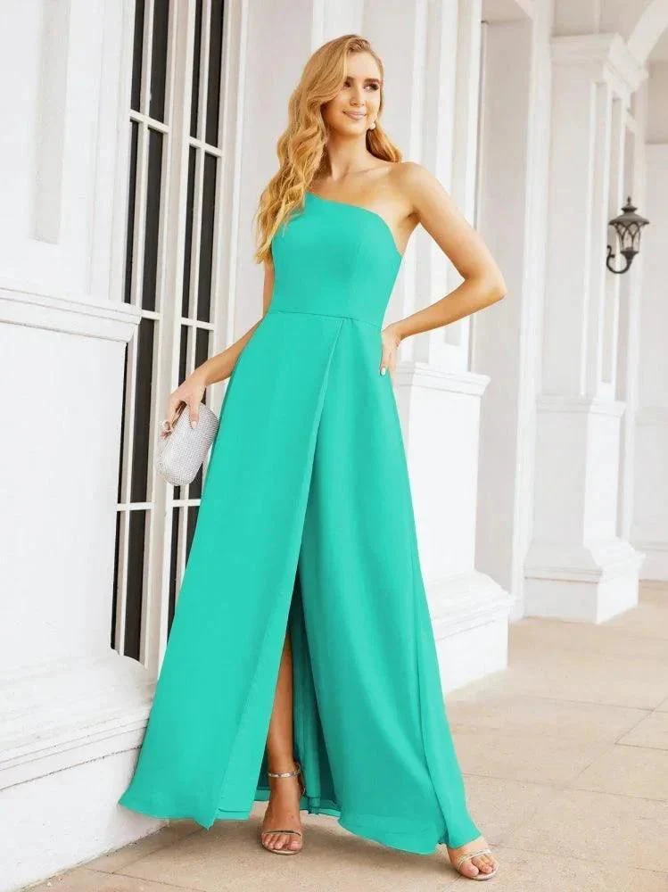 Numbersea Women's One Shoulder Formal Prom Gowns for Mother of The Bride Side Slit Bridesmaid Dresses 28052 - Image 94