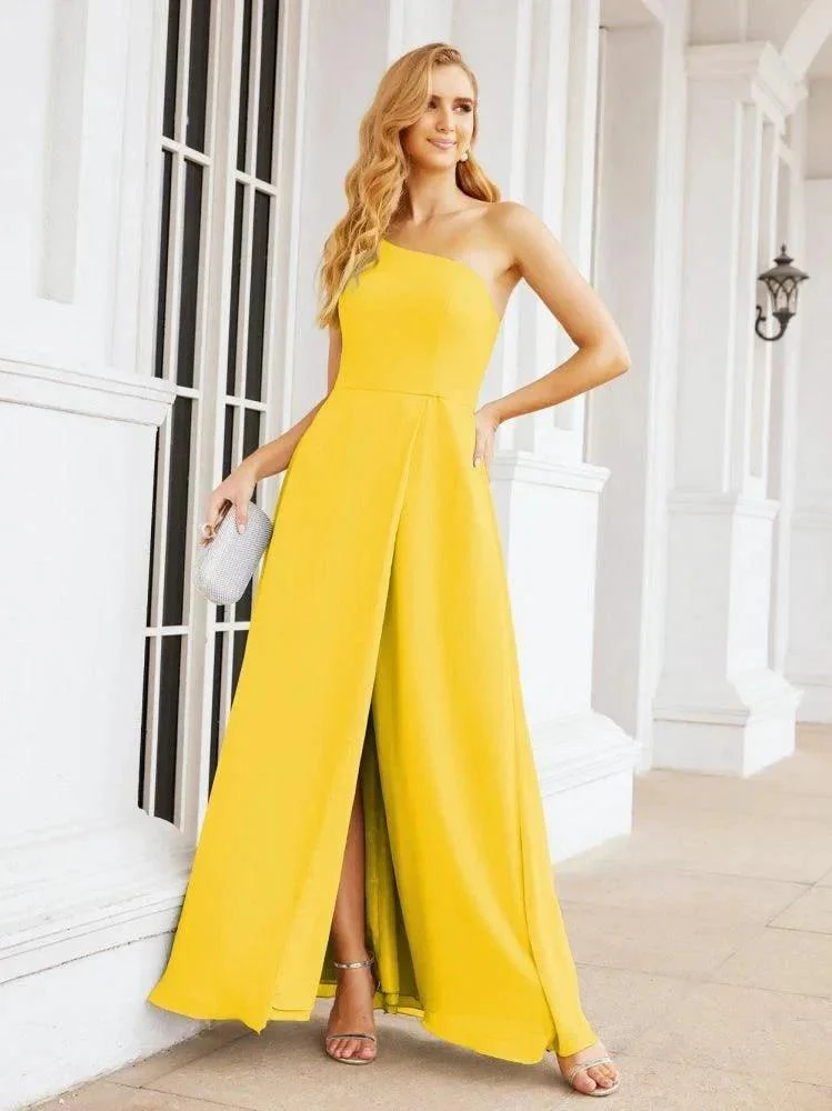 Numbersea Women's One Shoulder Formal Prom Gowns for Mother of The Bride Side Slit Bridesmaid Dresses 28052 - Image 97