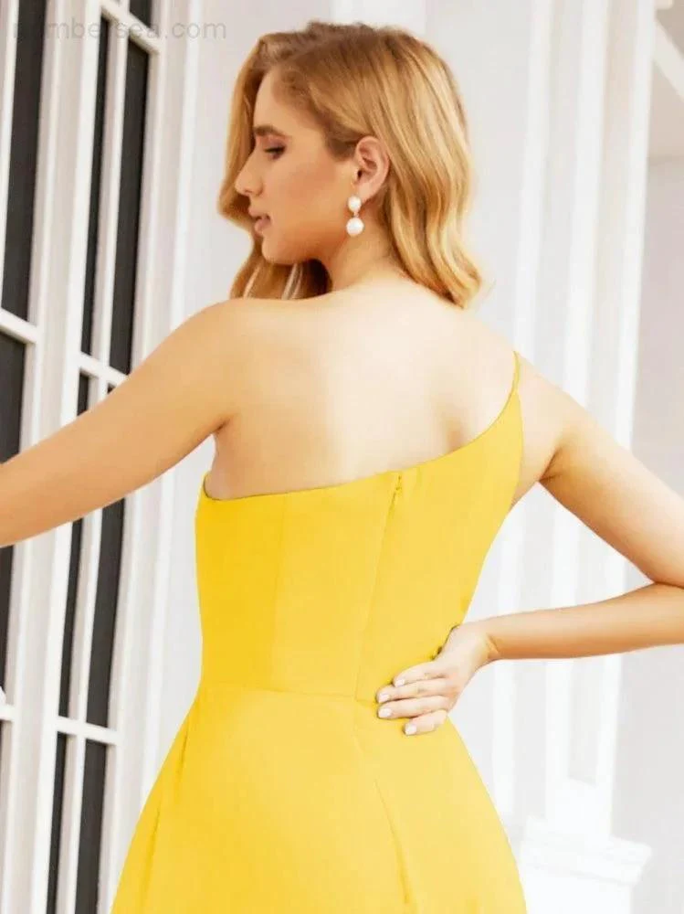 Numbersea Women's One Shoulder Formal Prom Gowns for Mother of The Bride Side Slit Bridesmaid Dresses 28052 - Image 98