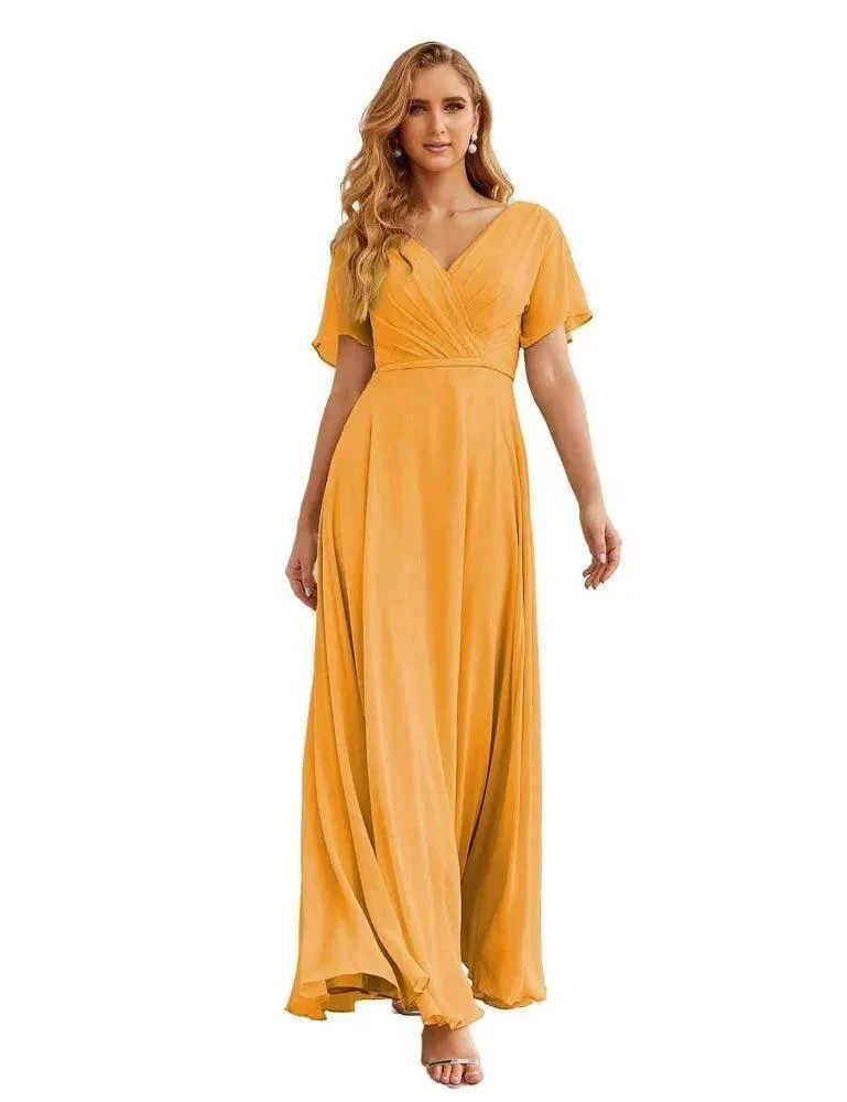 Numbersea Wrap V-Neck Chiffon Bridesmaid Dresses Long Formal Maxi Evening Gown for Wedding Guests  SEA28049 - Image 6