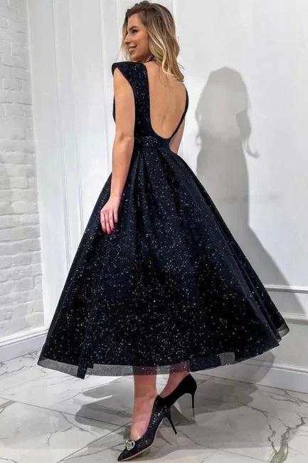 Obsessing Long Black A-line V-neck Sleeveless Sequined Prom Dress - Image 2