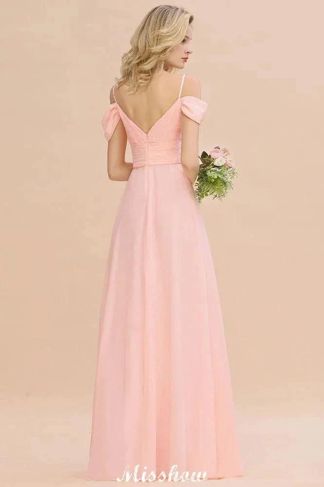 Off Shoulde straps Aline Bridesmaid Dress Chiffon Maid of Honor Dress - Image 3
