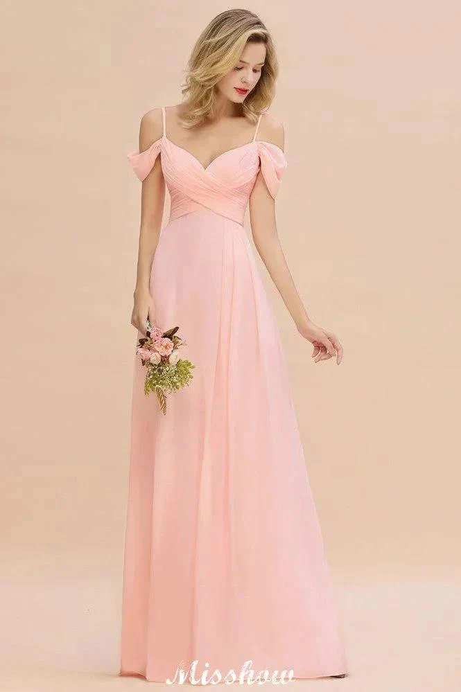 Off Shoulde straps Aline Bridesmaid Dress Chiffon Maid of Honor Dress - Image 4