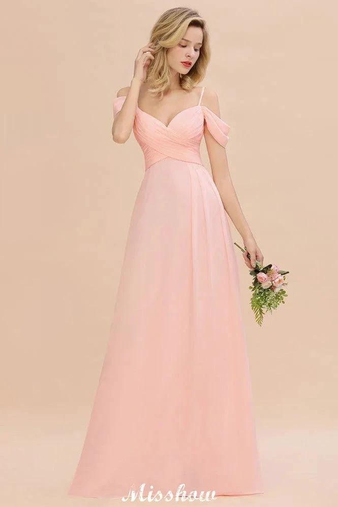 Off Shoulde straps Aline Bridesmaid Dress Chiffon Maid of Honor Dress - Image 5