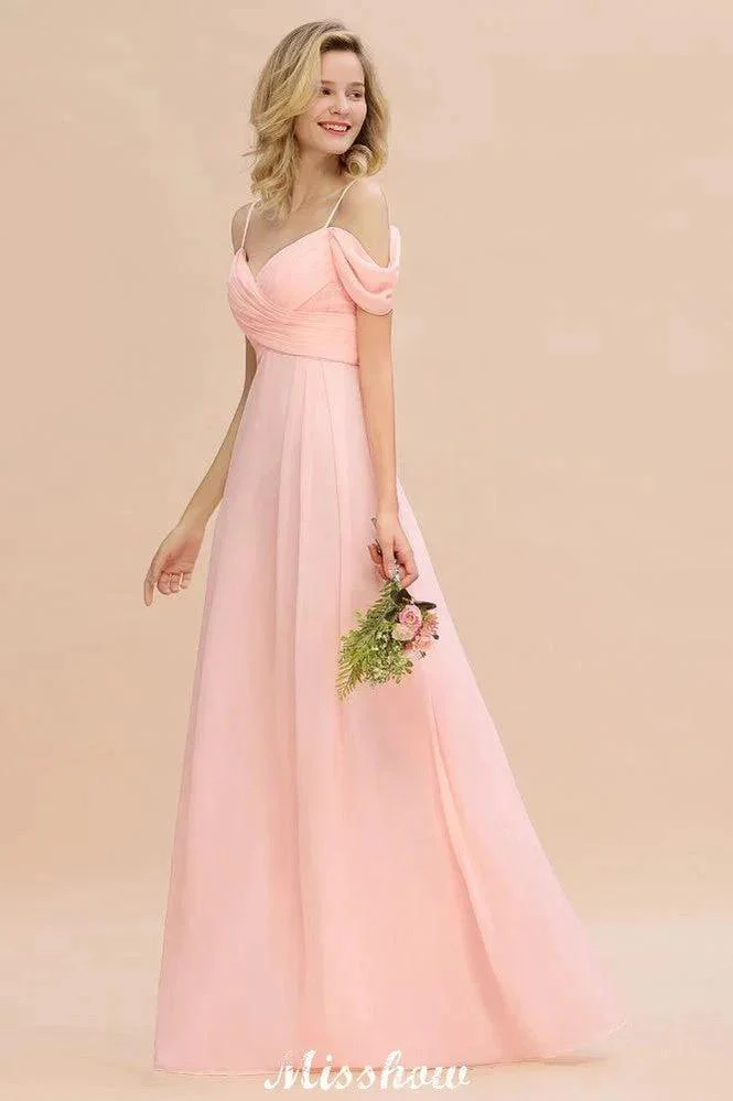 Off Shoulde straps Aline Bridesmaid Dress Chiffon Maid of Honor Dress - Image 6