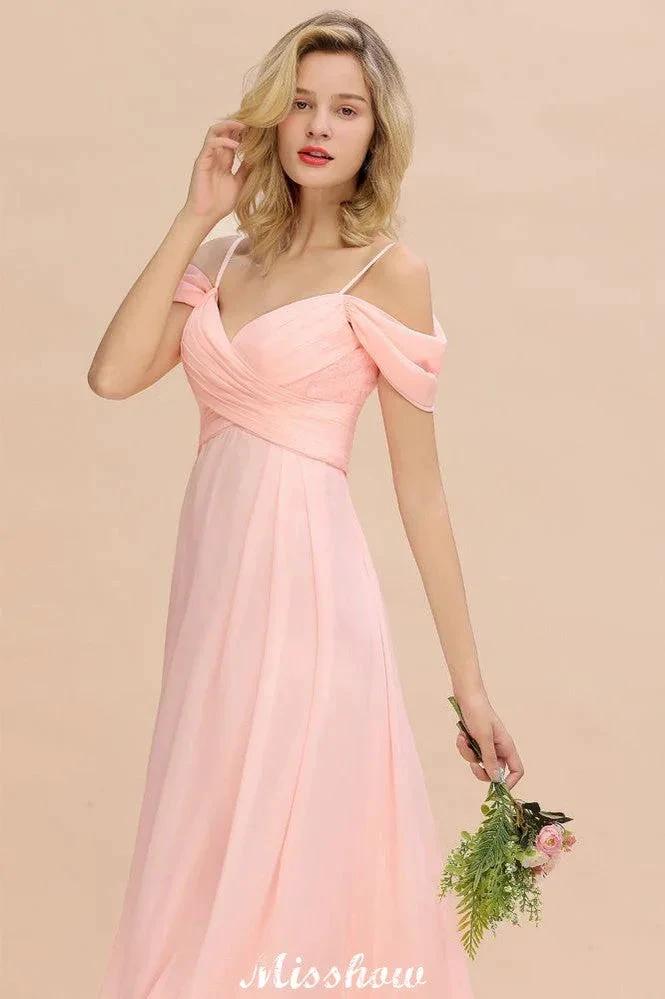 Off Shoulde straps Aline Bridesmaid Dress Chiffon Maid of Honor Dress - Image 8