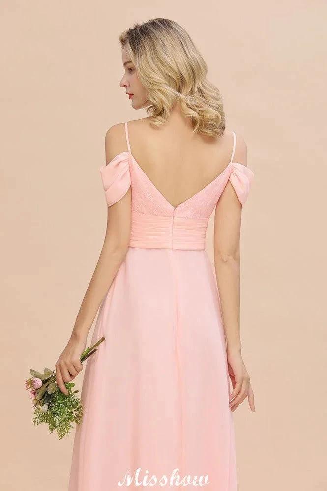 Off Shoulde straps Aline Bridesmaid Dress Chiffon Maid of Honor Dress - Image 9