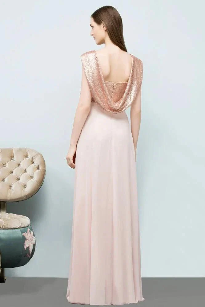 Off-shoulder A-line Sweetheart Spaghetti Long Sequins Chiffon Prom Dresses - Image 2