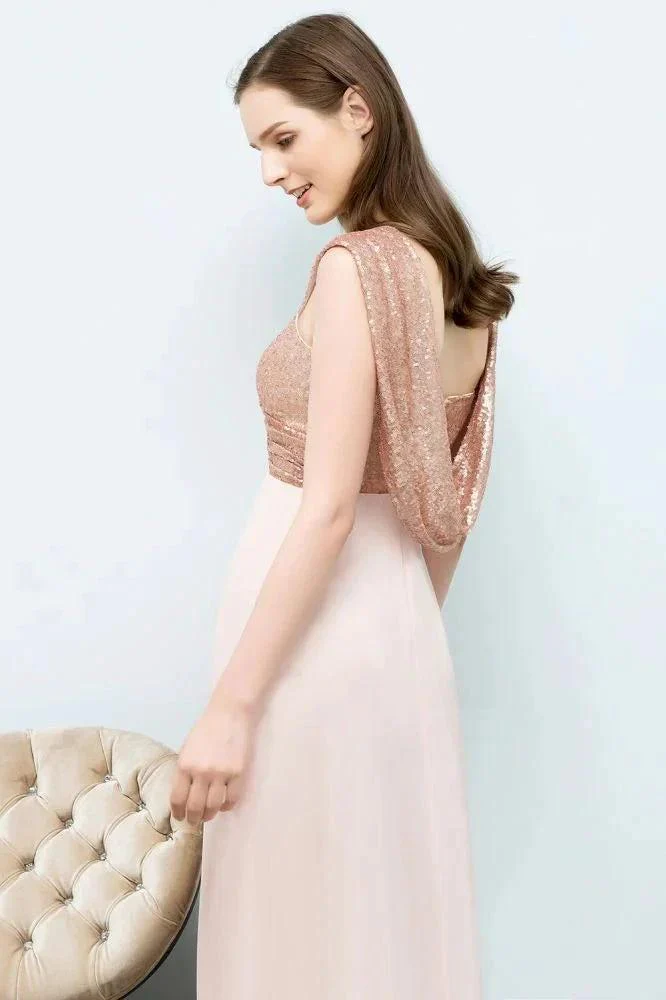 Off-shoulder A-line Sweetheart Spaghetti Long Sequins Chiffon Prom Dresses - Image 6