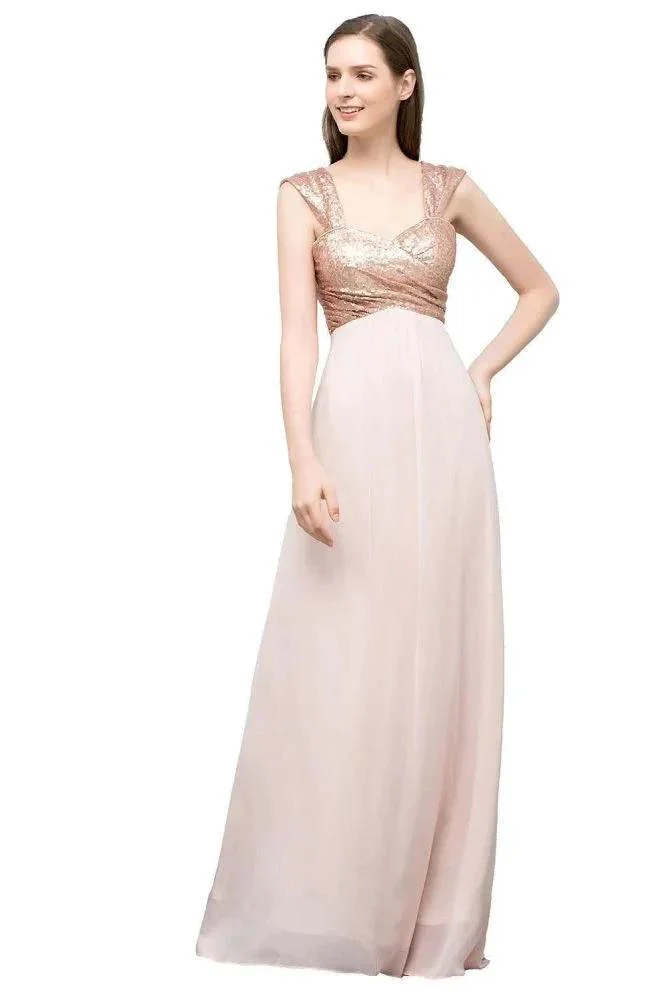 Off-shoulder A-line Sweetheart Spaghetti Long Sequins Chiffon Prom Dresses - Image 9