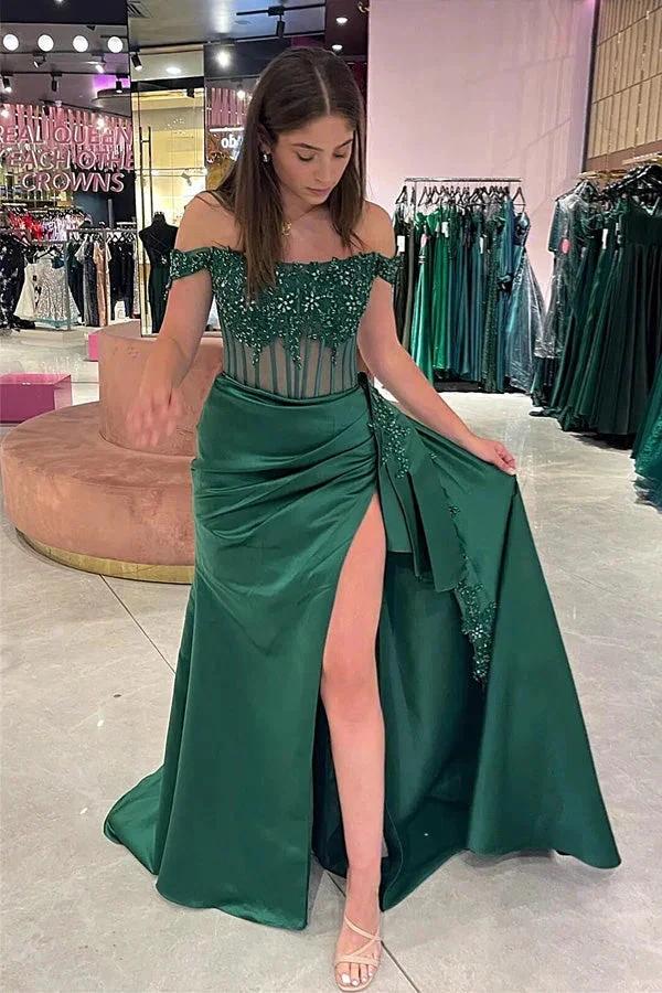 Off-Shoulder Mermaid Floral Long Prom Dress with Slit PSK502 - Image 2