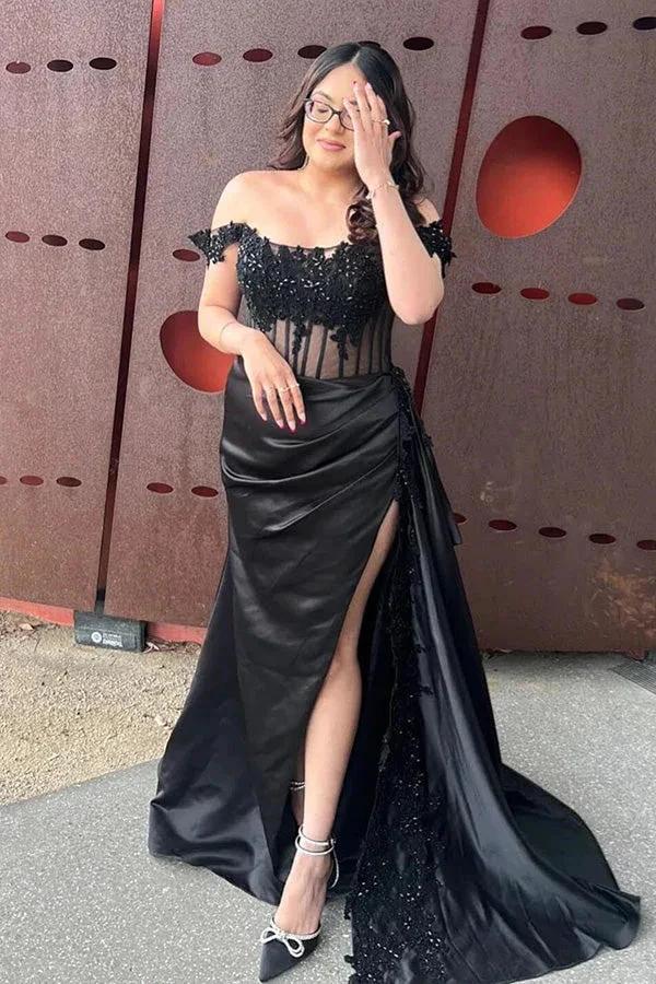 Off-Shoulder Mermaid Floral Long Prom Dress with Slit PSK502 - Image 6