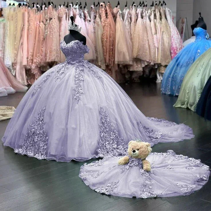 Off Shoulder Pink Sweet 16 Quinceanera Dresses Lace Birthday Ball Gown Y7245 - Image 4