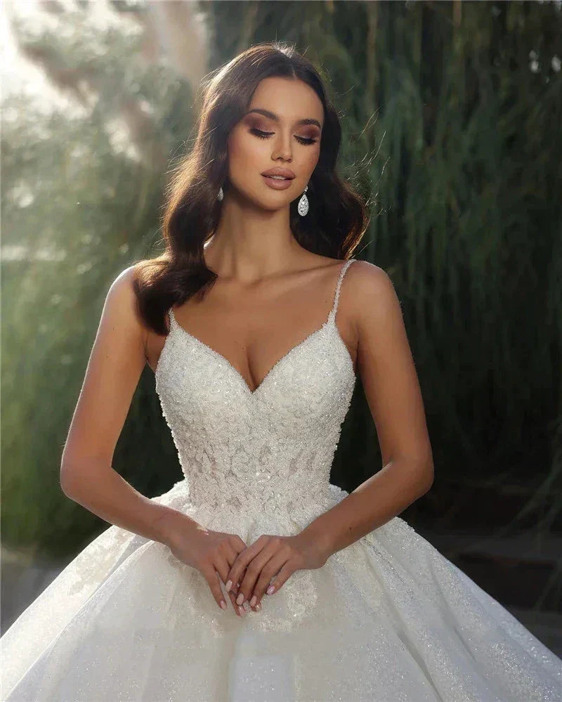 Off Shoulder Sleeveless Exquisite Appliques A-Line Fluffy Mopping Wedding Dresses 2023 Classic Princess Bridal Gown Customized - Image 2