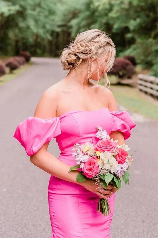Off Shoulder Strapless Mermaid Long Hot Pink Prom Dress PSK571 - Image 3