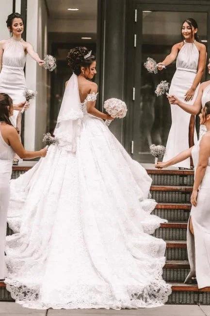 Off The Shoulder A-Line White Wedding Dress Romantic Bridal Gowns - Image 2