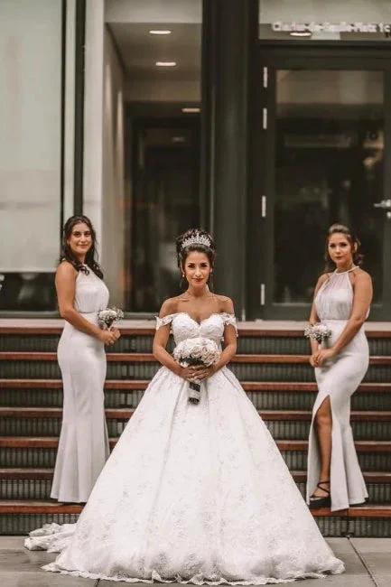 Off The Shoulder A-Line White Wedding Dress Romantic Bridal Gowns - Image 6